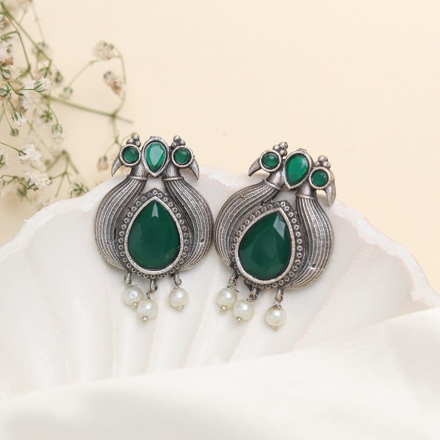 Peacock Pearl Earring
