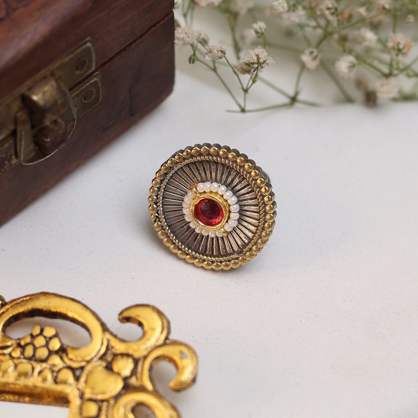 Oval Stone Cocktail Style Red