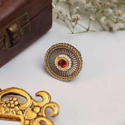 Oval Stone Cocktail Style Red