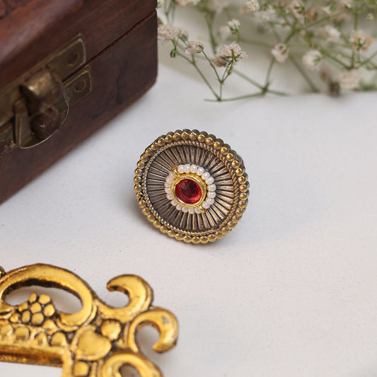 Oval Stone Cocktail Style Red