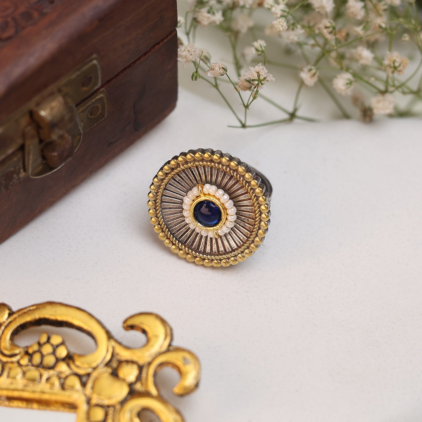 Oval Stone Cocktail Style Dark Blue