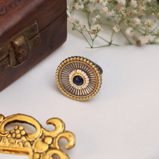 Oval Stone Cocktail Style Dark Blue