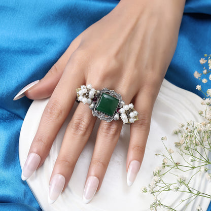 Single Stone Ornate Ghungroo Green