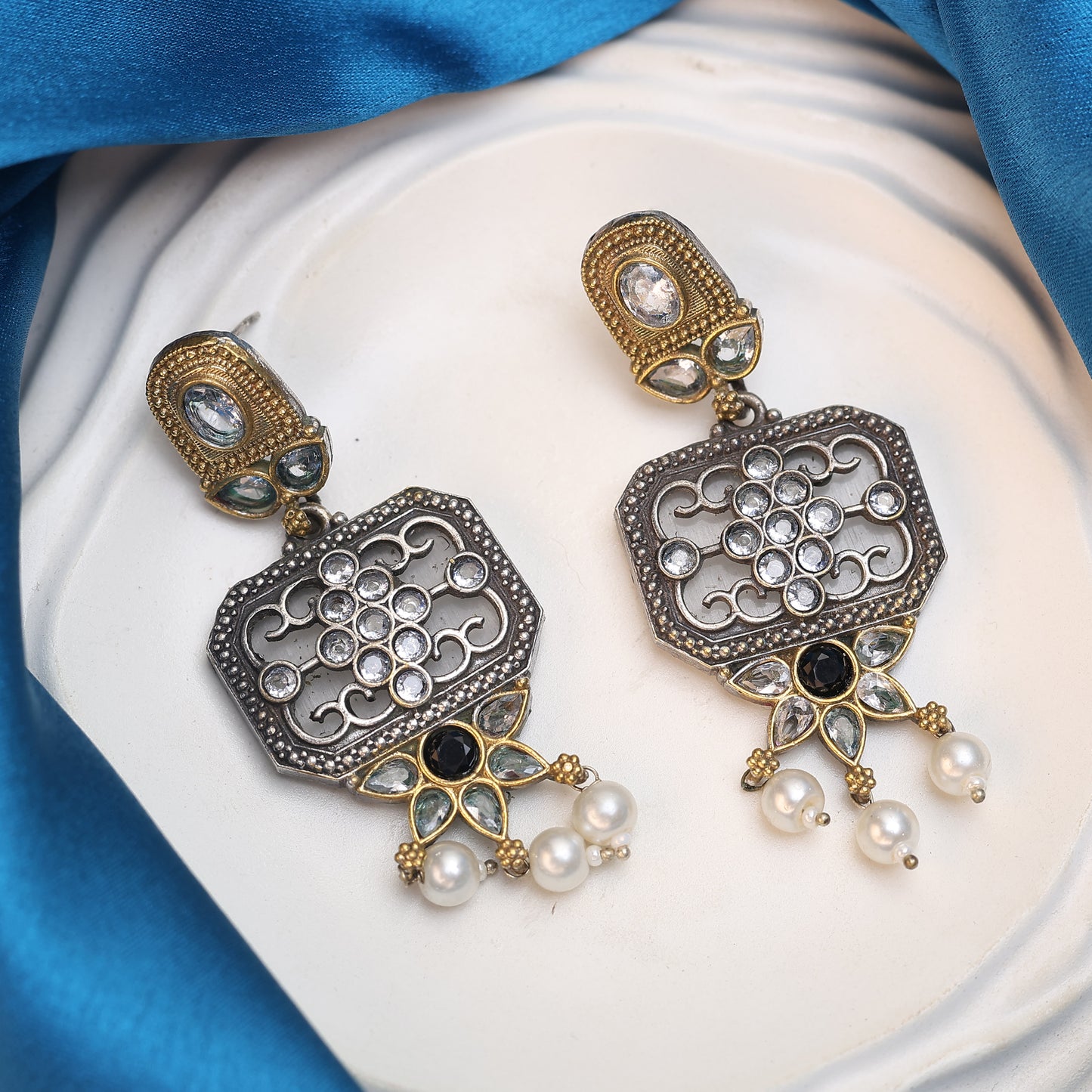Pearl Dual Tone Earring