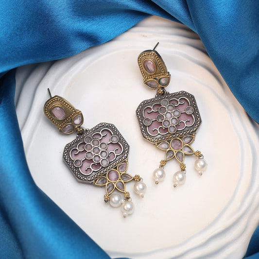 Pearl Dual Tone Earring