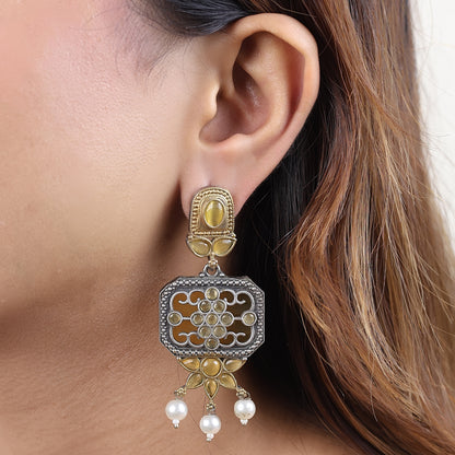Pearl Dual Tone Earring
