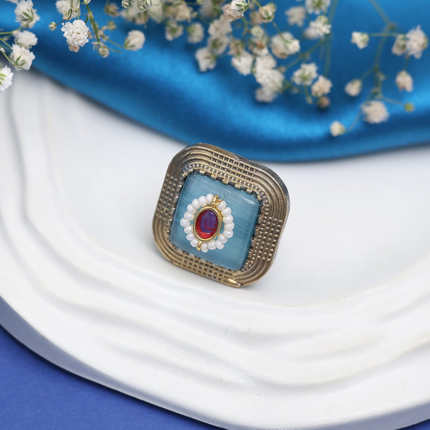 Elegant Fusion Tone Ring Blue