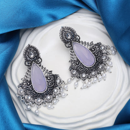 Silver Stone Jhumka