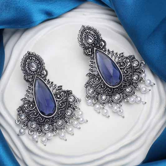 Silver Stone Jhumka