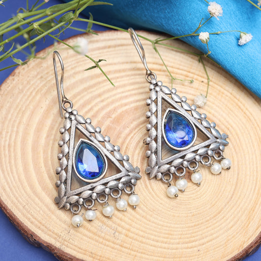 Triangle Blue Stone Earring