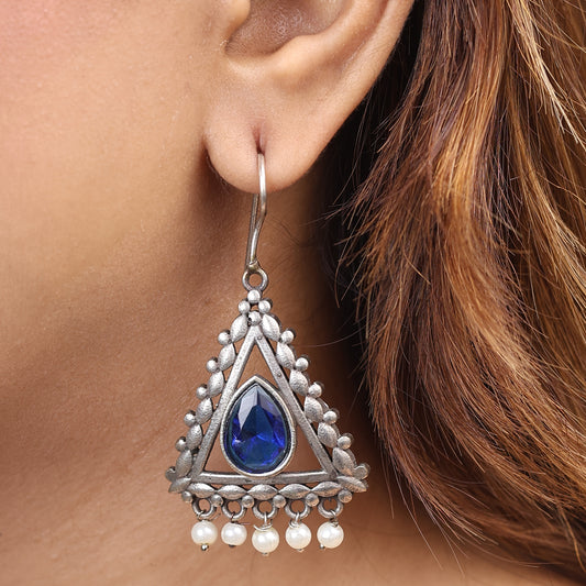 Triangle Blue Stone Earring