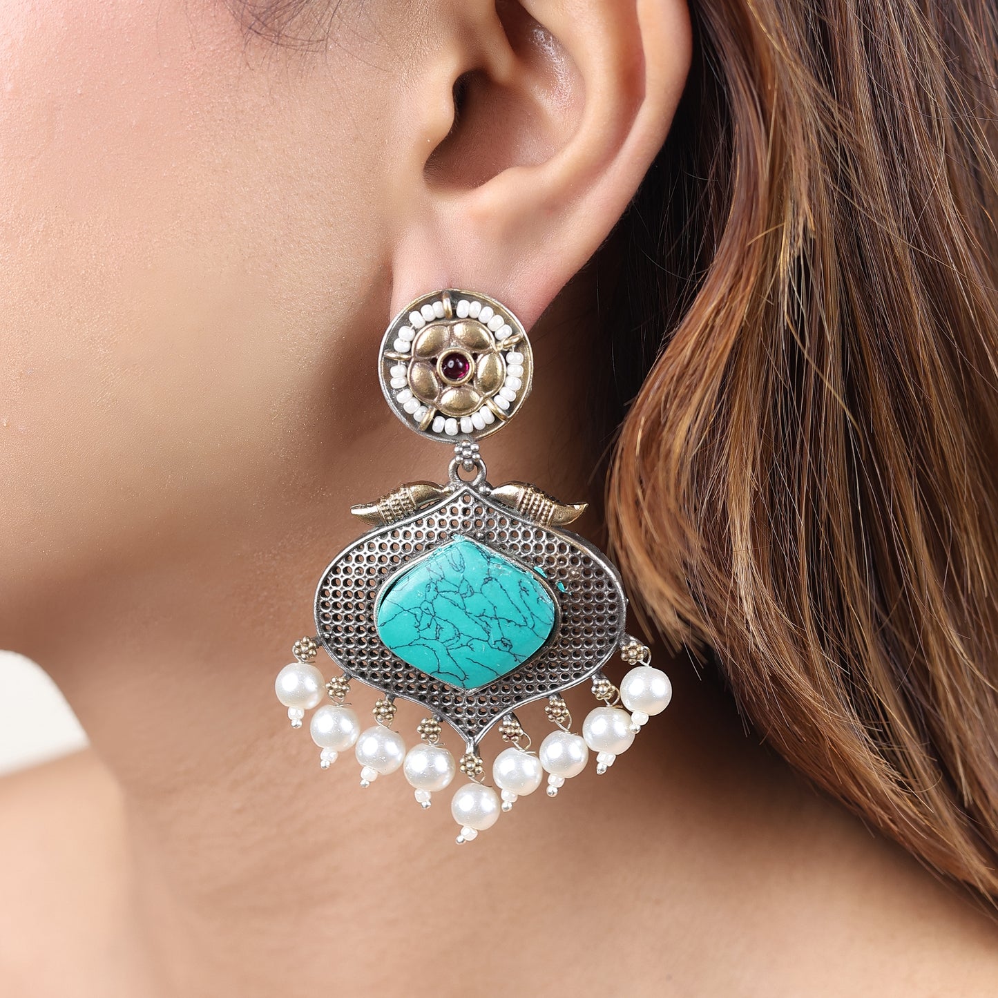 Vintage Temple Style Pearl Earring
