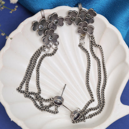 Floral Chain Ear Cuffs