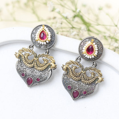 Peacock Motif Polki Stone Earring