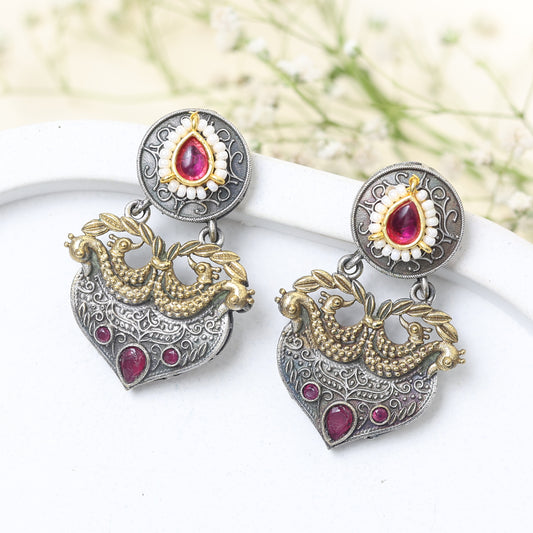 Peacock Motif Polki Stone Earring