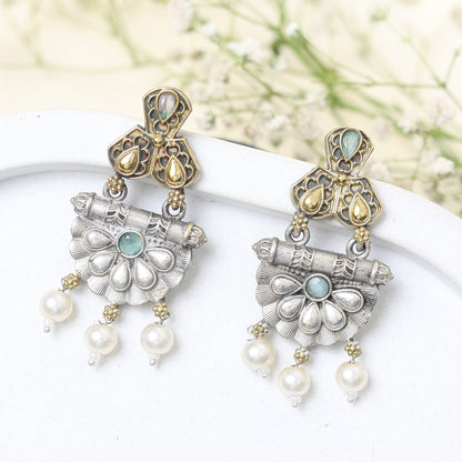 Silver-Gold Tone Half Flower