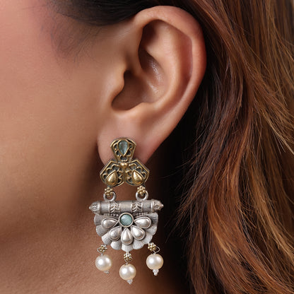 Silver-Gold Tone Half Flower