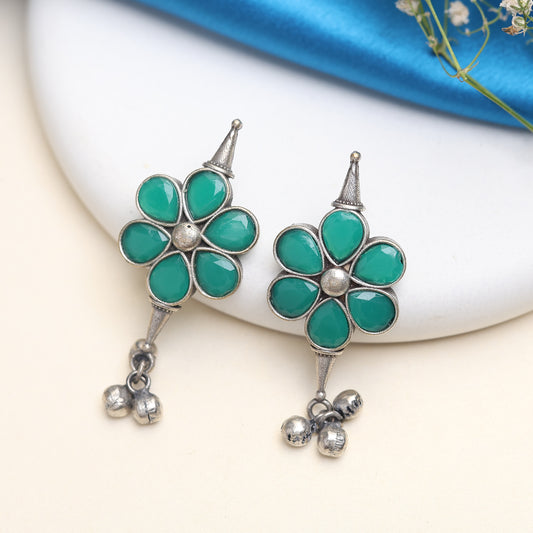 Flower Vogue Semi Precious Jhumka