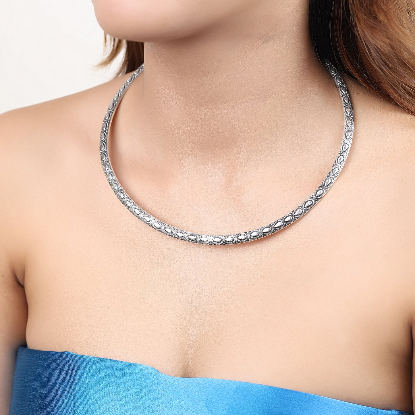 Sterling Engraved wheat Choker