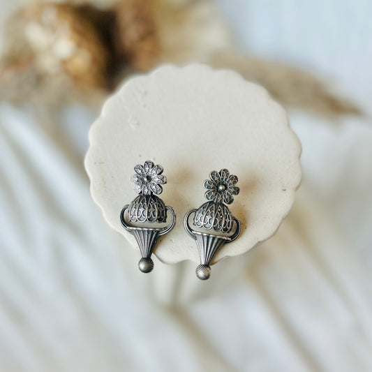 Flower vase style earrings