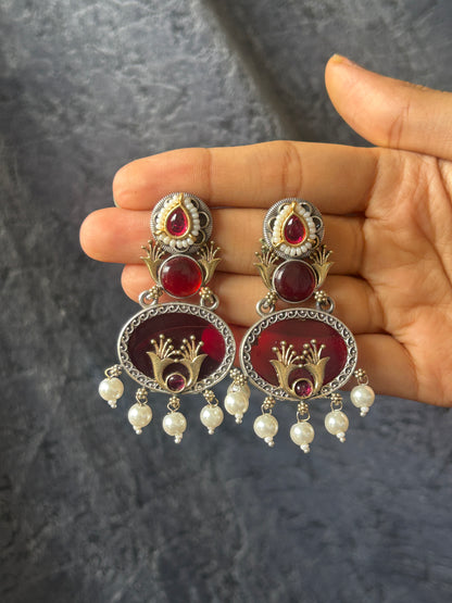 Handcrafted oval boho dangler