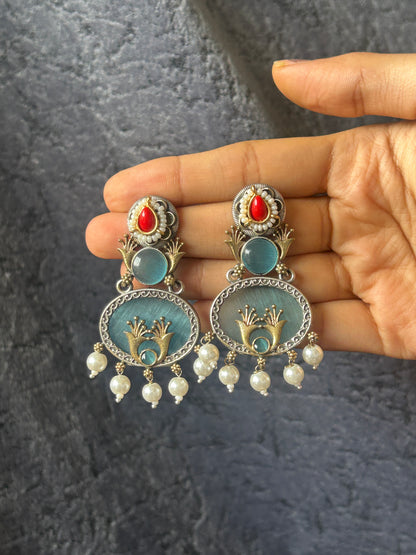 Handcrafted oval boho dangler