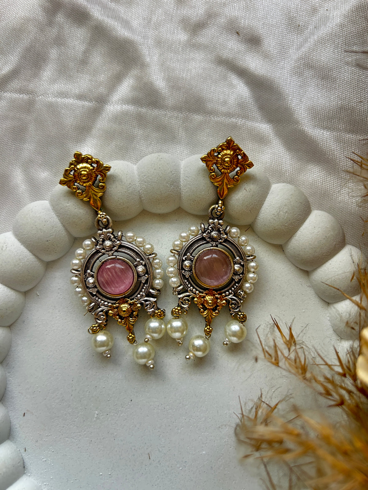 Pastel pink chandrika earring