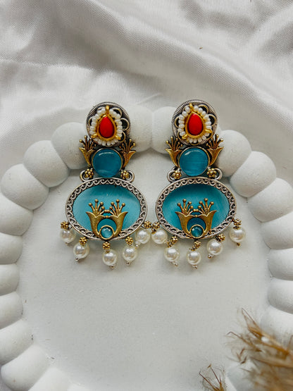 Handcrafted oval boho dangler
