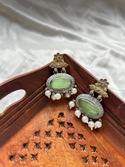 Dual oval shape earring